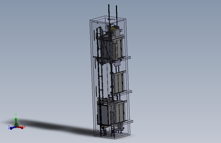 E0964-垂直升降式电梯机构设计图纸三维X-T