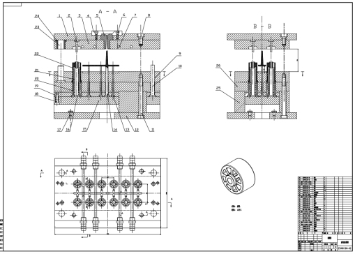 E1049-滚轮注塑模具及其工艺设计【一模12腔】 CAD+说明书