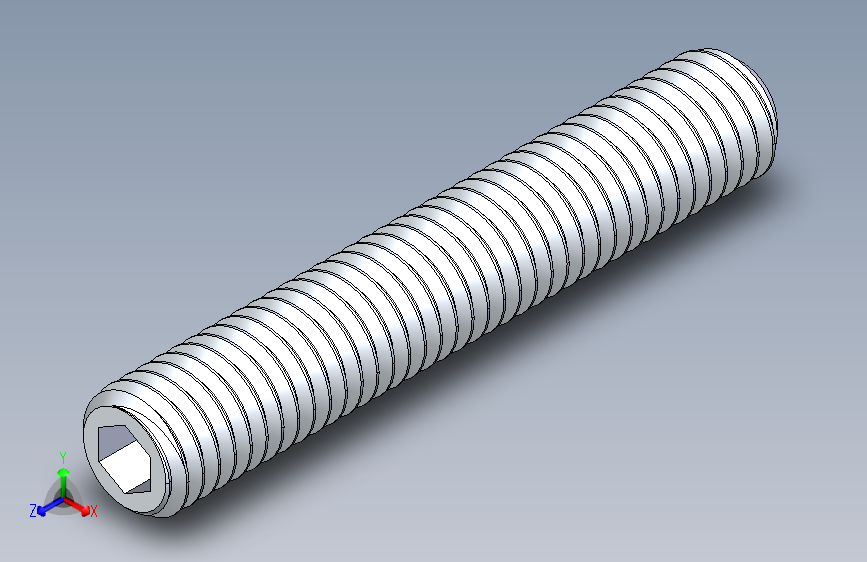 UNC 平头紧定螺钉-UNC SET SCREW 0.500 x3.000.STEP 主视图