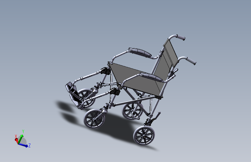 折叠轮椅助力车三维模型图纸+CAD图
