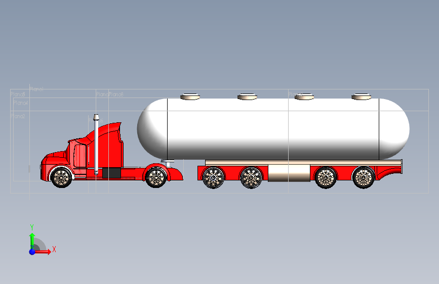 油罐车 正面视图