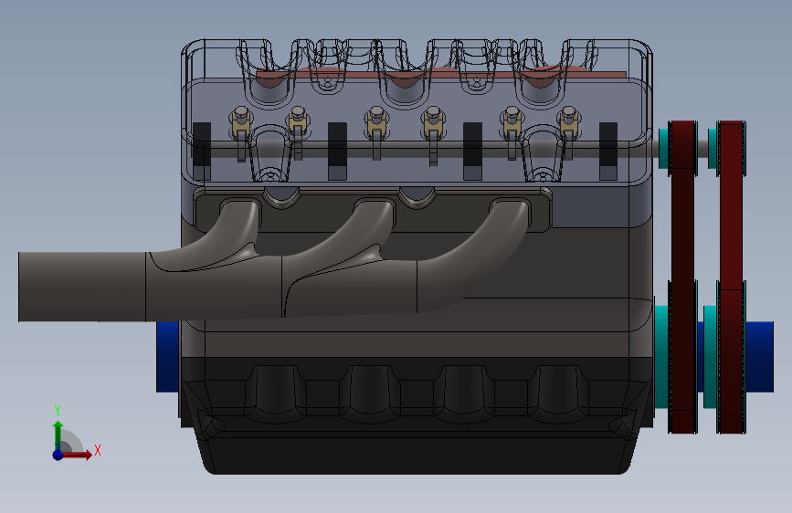 V6发动机(带涡轮增压器) 正面视图