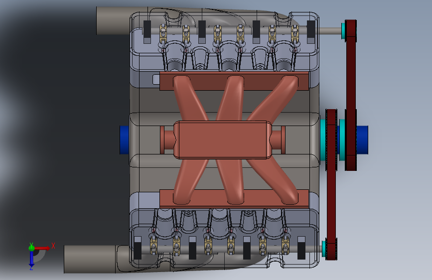 V6发动机(带涡轮增压器) 俯视图