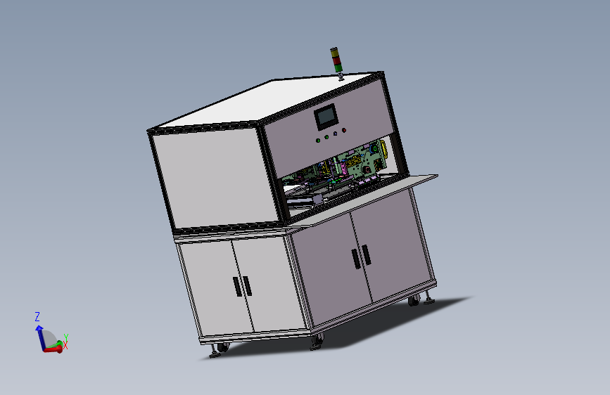 自动化四工位贴标机3D模型