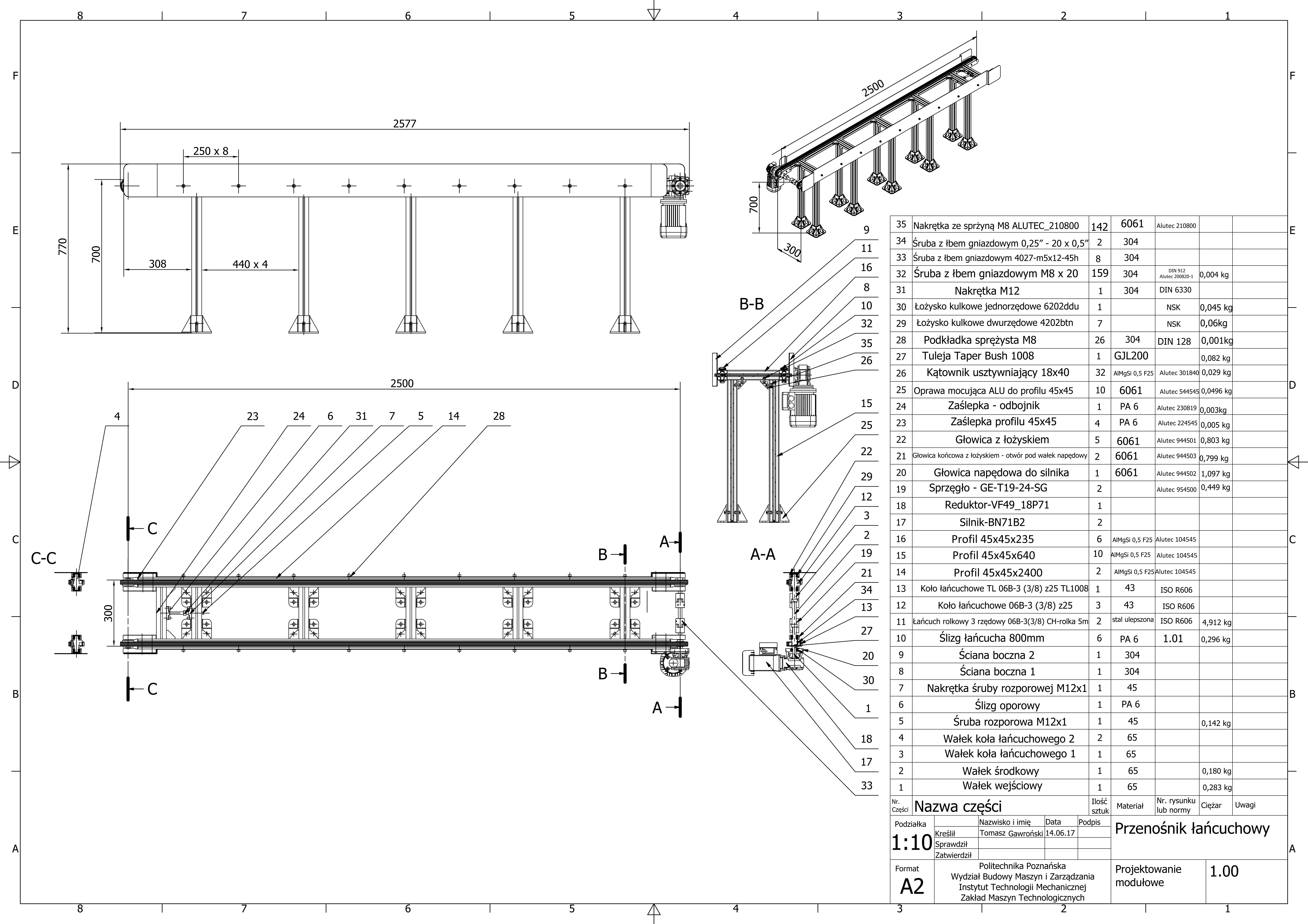 2500x700x300链式输送机3D图纸 IGS STP CATIA INVENTOR