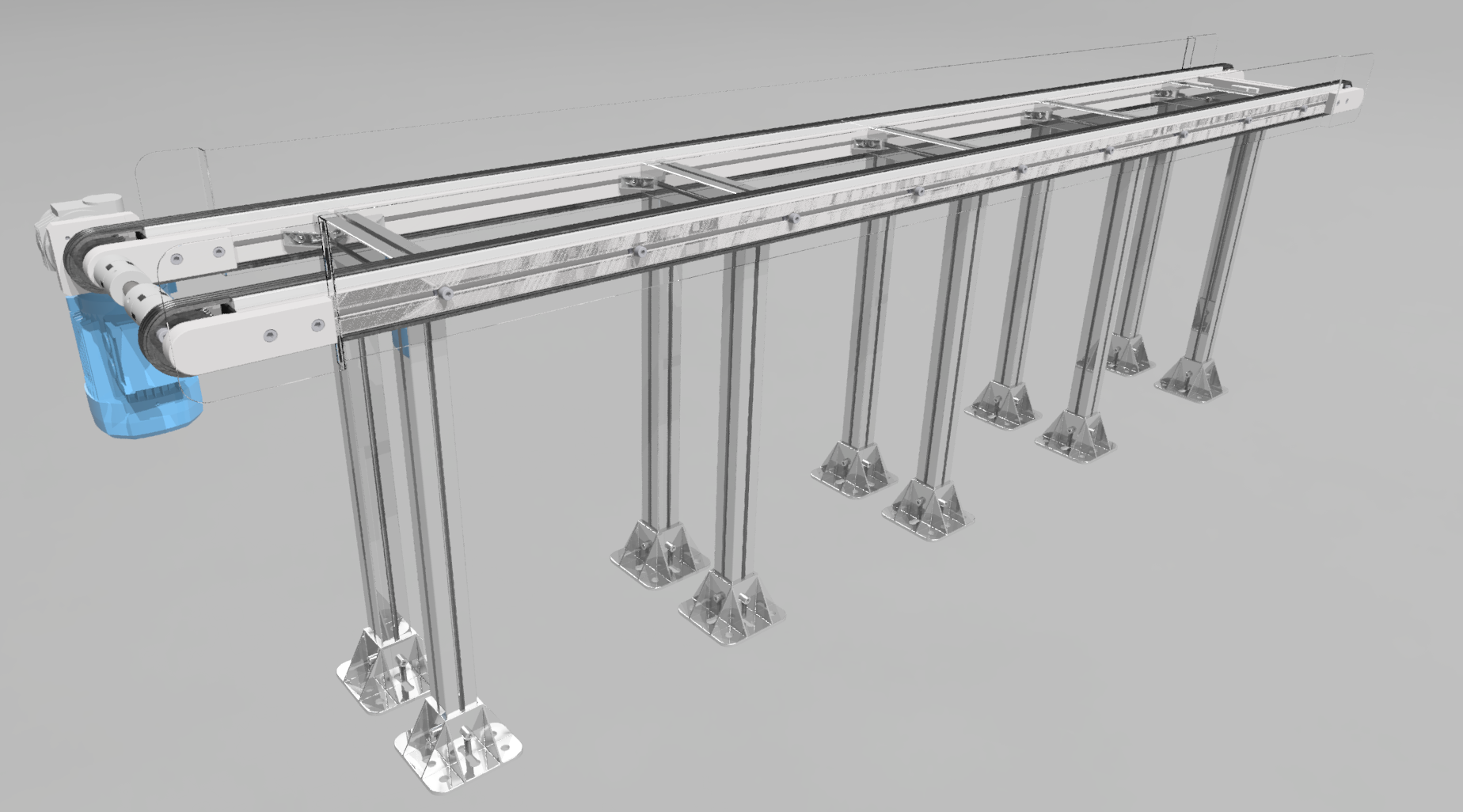 2500x700x300链式输送机3D图纸 IGS STP CATIA INVENTOR