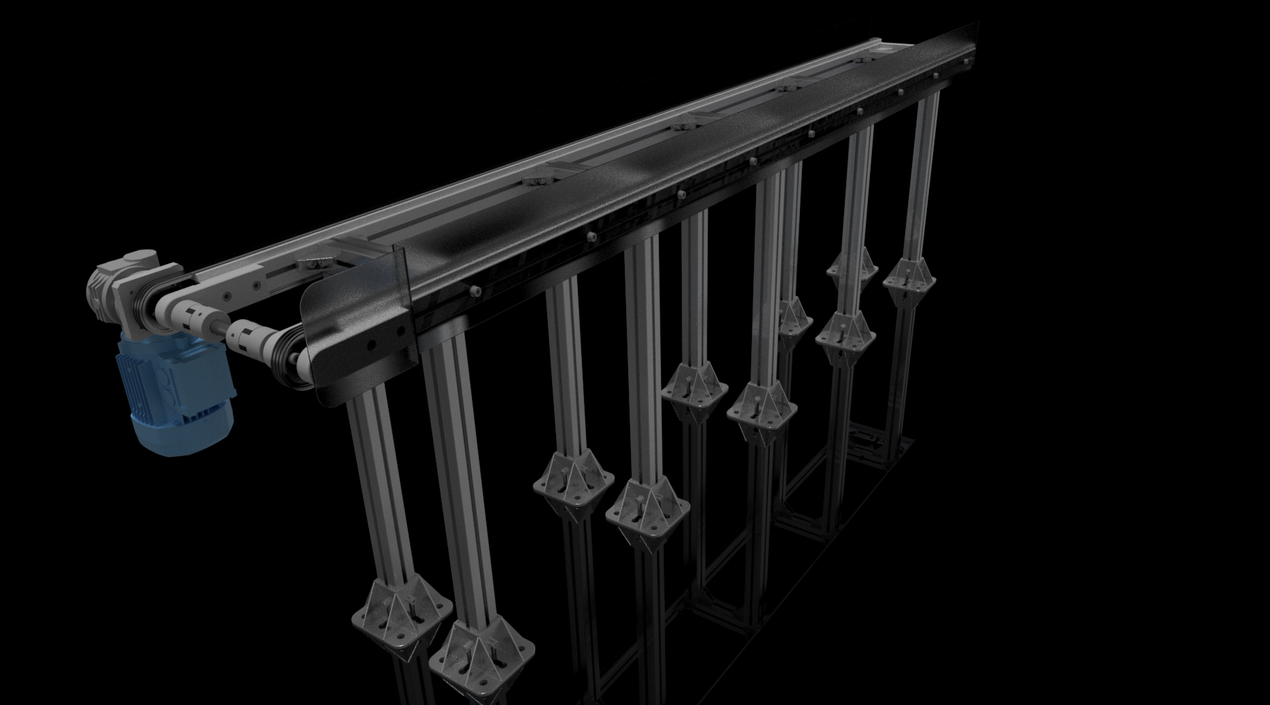 2500x700x300链式输送机3D图纸 IGS STP CATIA INVENTOR