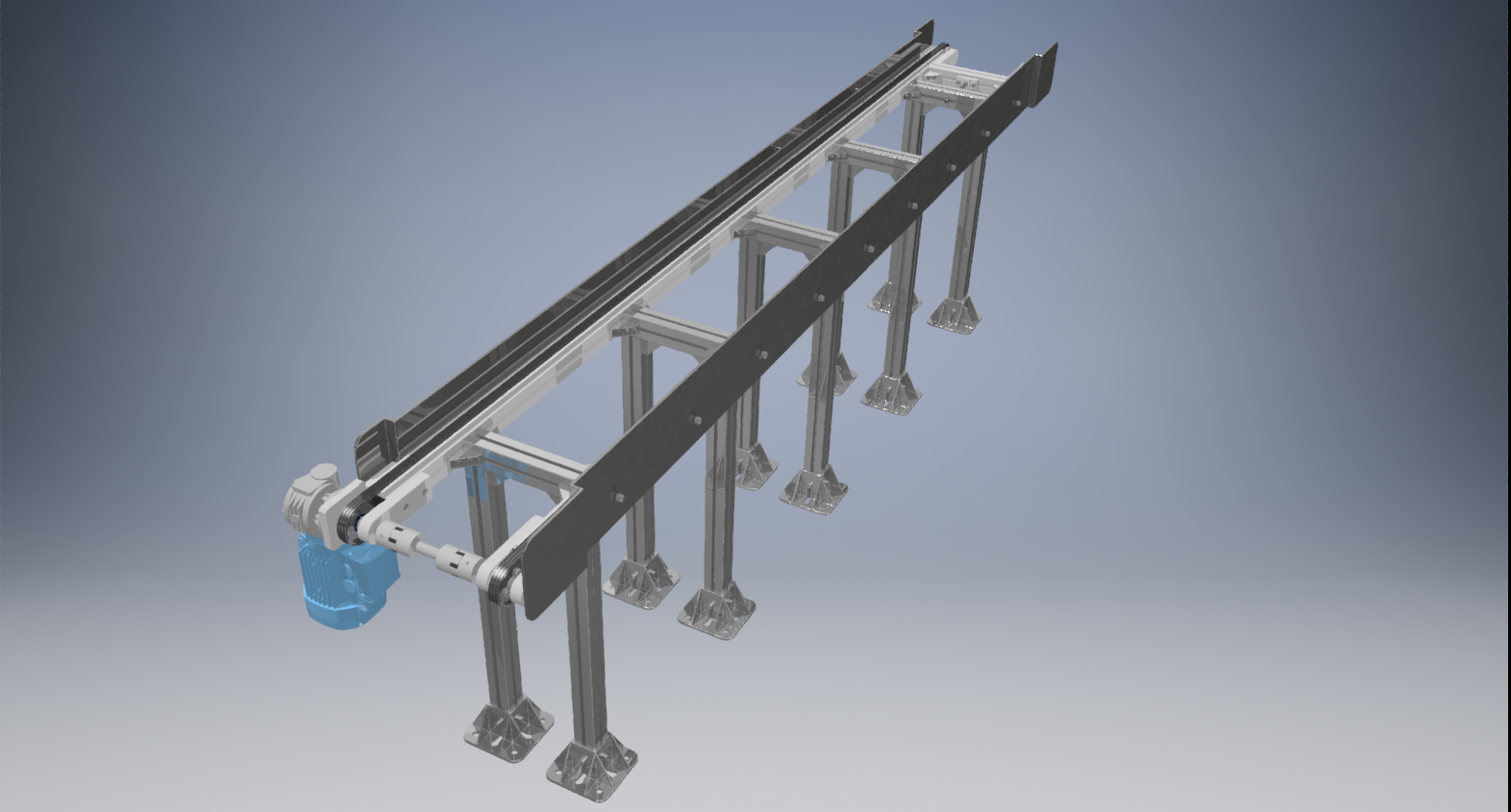 2500x700x300链式输送机3D图纸 IGS STP CATIA INVENTOR