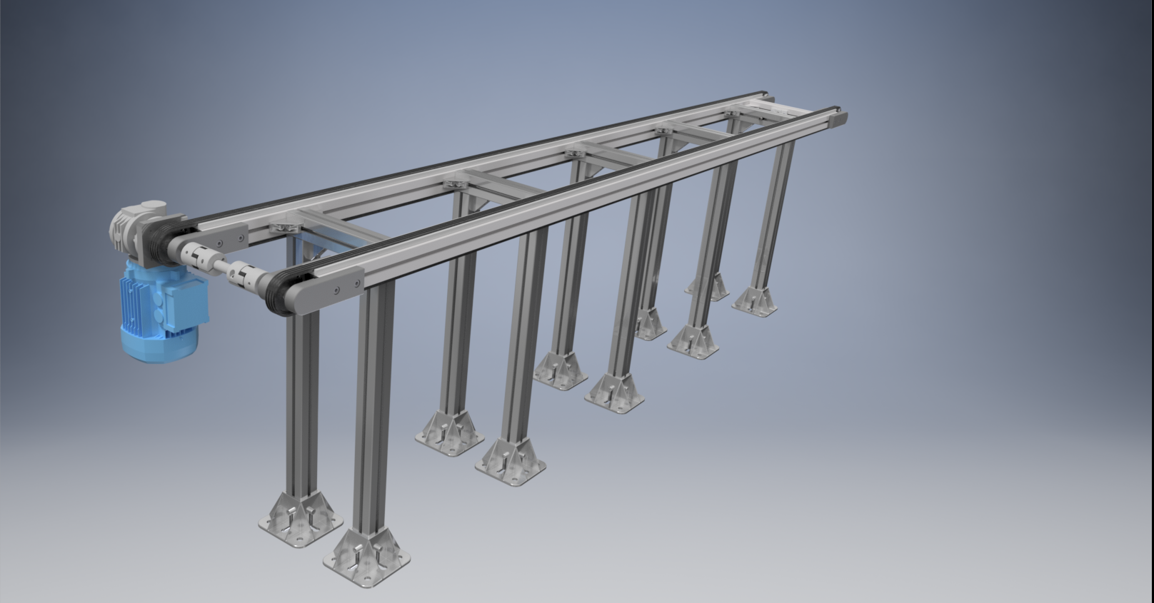 2500x700x300链式输送机3D图纸 IGS STP CATIA INVENTOR