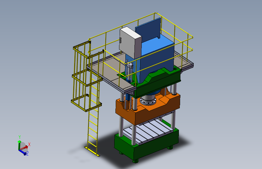 机床600T油压机3D模型   非标自动化设备3D图纸3D模型