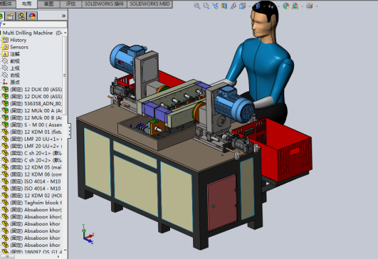 多头钻孔机 3D模型  非标自动化设备3D图纸3D模型