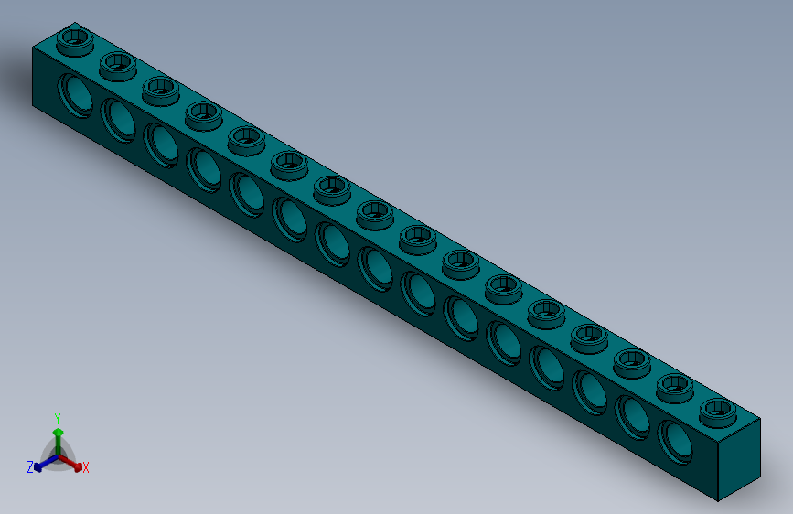 乐高机械组积木（横梁）-3703 Teal Technic Brick 1 x 16 with Holes