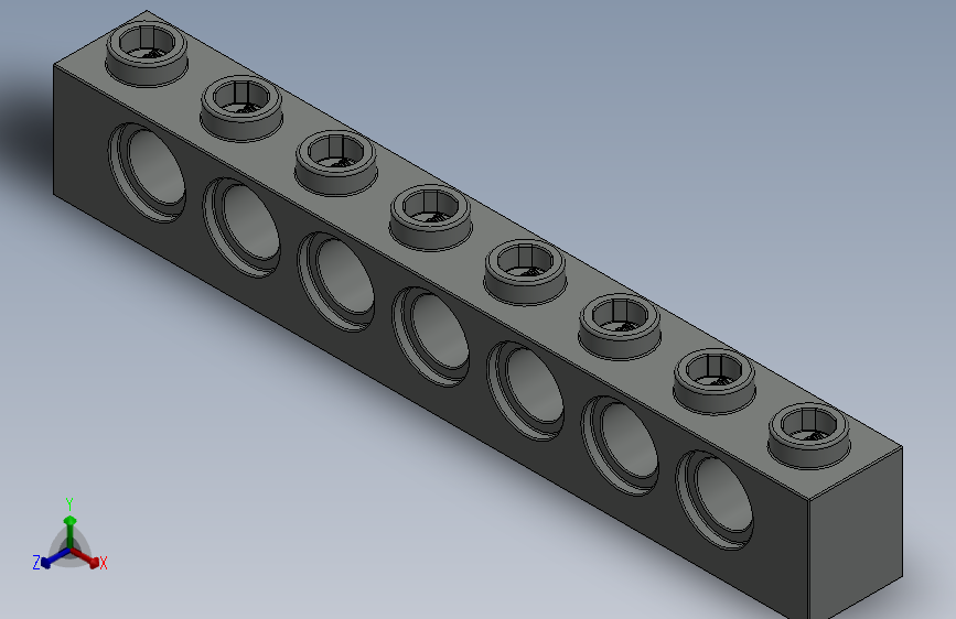乐高机械组积木（横梁）-370202 Old Grey Technic Brick 1 x 8 with Holes