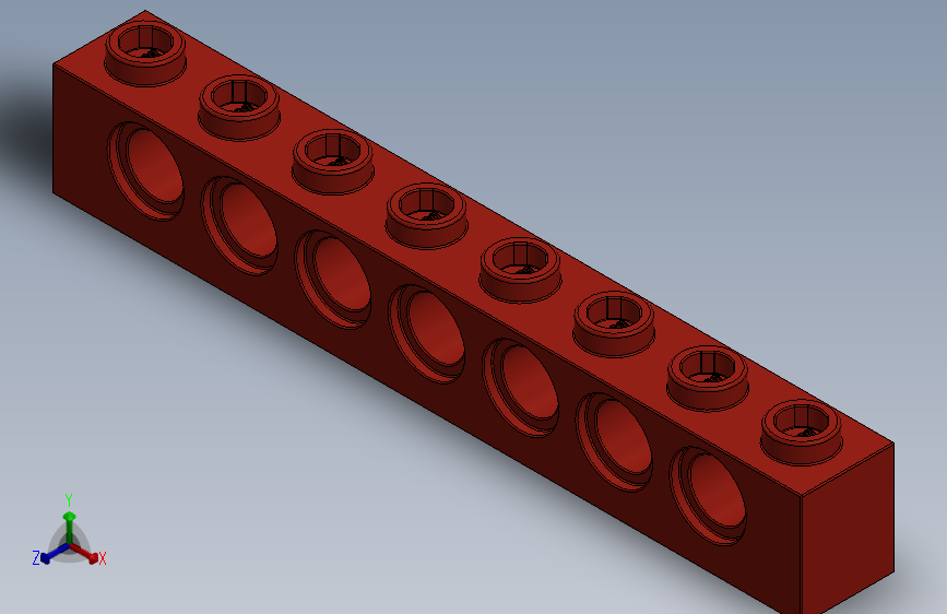 乐高机械组积木（横梁）-370221 Bright Red Technic Brick 1 x 8 with Holes