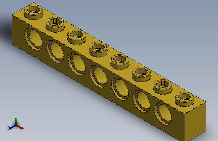 乐高机械组积木（横梁）-370224 Bright Yellow Technic Brick 1 x 8 with Holes