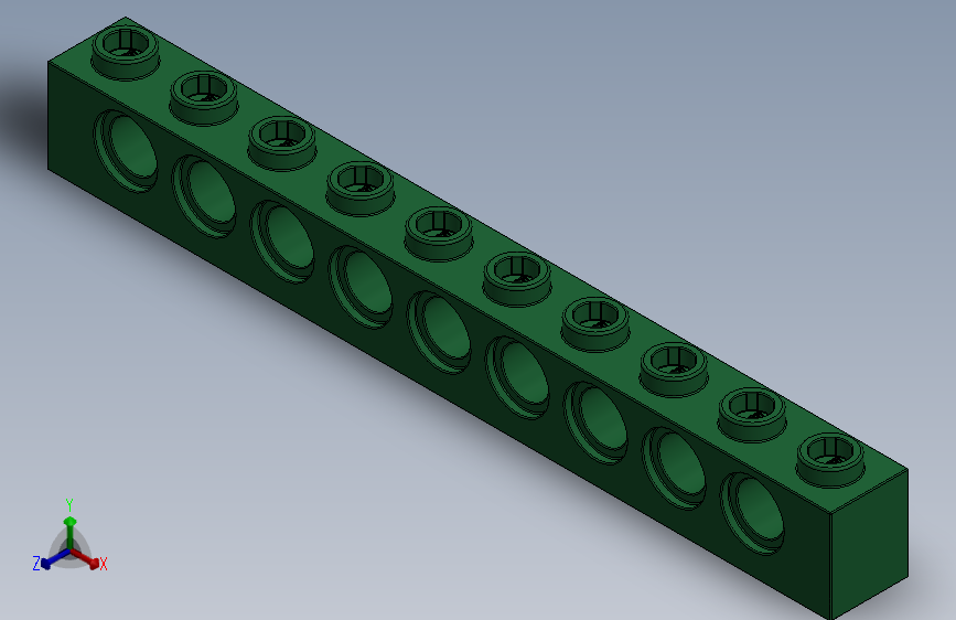 乐高机械组积木（横梁）-4203291 - 2730 Dark Green Technic Brick 1 x 10 with Holes