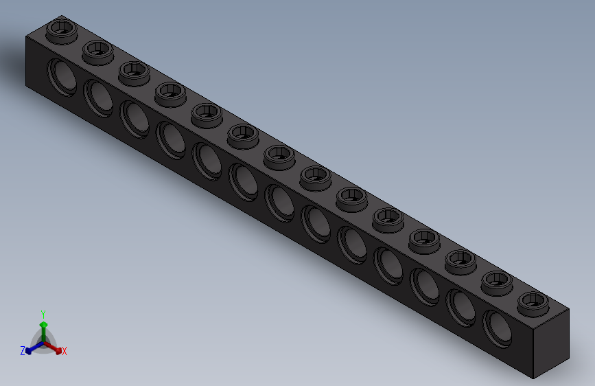 乐高机械组积木（横梁）-4211137 - 32018 Dark Stone Grey Technic Brick 1 x 14 with Holes