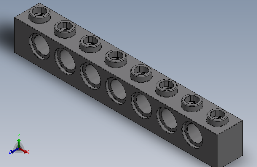 乐高机械组积木（横梁）-4211442 - 3702 Medium Stone Grey Technic Brick 1 x 8 with Holes