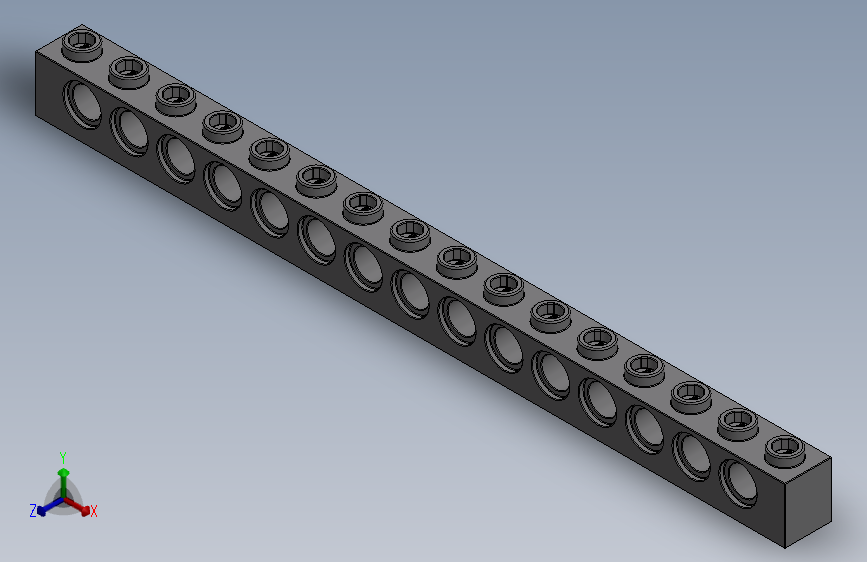 乐高机械组积木（横梁）-4211443 - 3703 Medium Stone Grey Technic Brick 1 x 16 with Holes