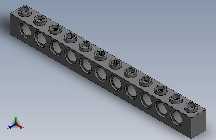 乐高机械组积木（横梁）-4211860 - 3895 Medium Stone Grey Technic Brick 1 x 12 with Holes