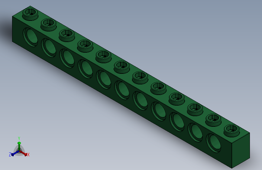 乐高机械组积木（横梁）-42100559 - 3895 Dark Green Technic Brick 1 x 12 with Holes
