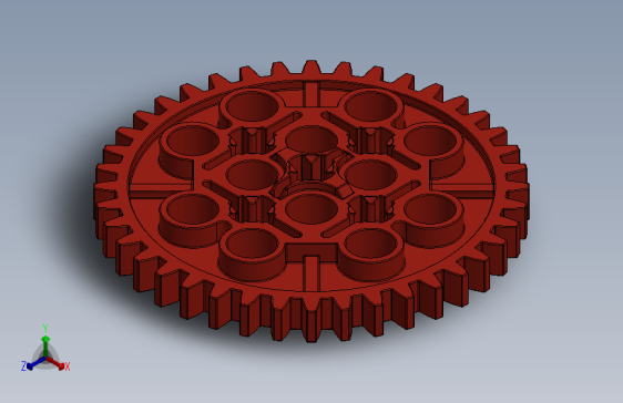 3649 Bright Red Technic Gear 40 Tooth.SLDPRT