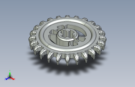 3650 Medium Stone (Light Bluish) Grey Technic Gear 24 Tooth Crown Type III (x pattern).STEP