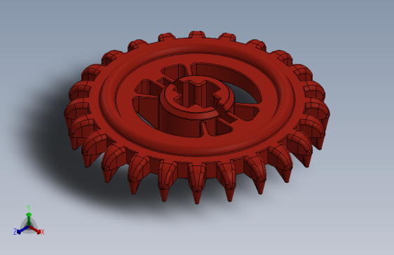 3650 Red Technic Gear 24 Tooth Crown Type III (x pattern).SLDPRT