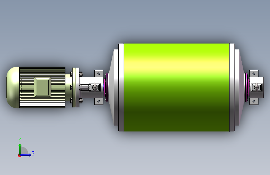 Q342-油冷式电动滚筒设计【三维SolidWorks】 左侧视图