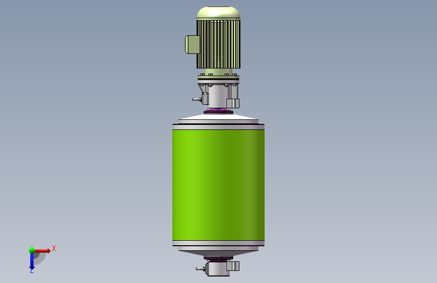 Q342-油冷式电动滚筒设计【三维SolidWorks】 俯视图