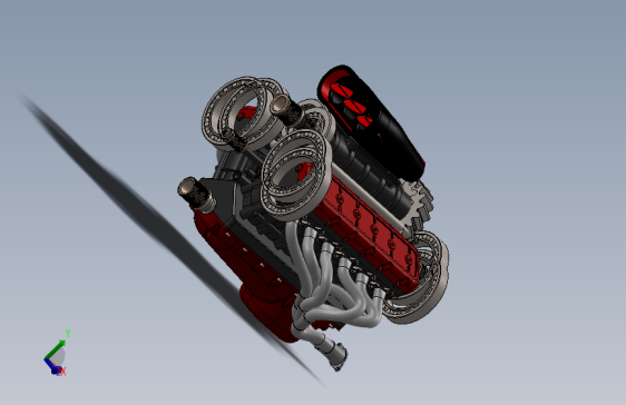 V12发动机3D模型图纸 汽车引擎 水冷设计就绪