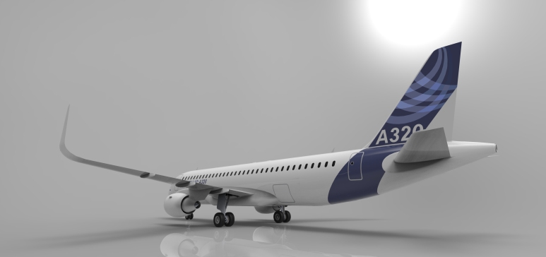 F 空客A320飞机 鲨鱼鳍翼尖小翼 起落架 3D建模 