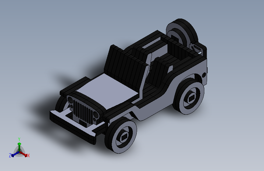 激光下料拼图吉普车AutoCAD, Parasolid, SOLIDWORKS 2016