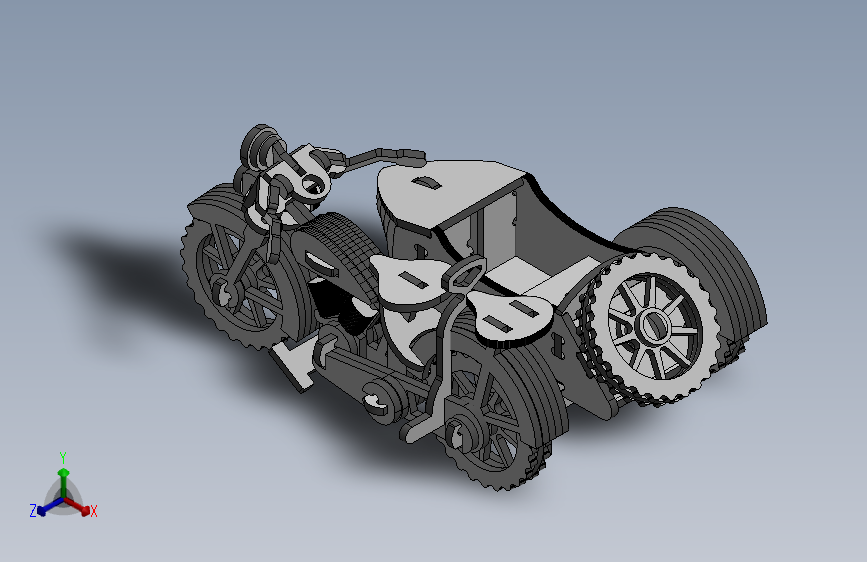 激光下料拼图摩托车CAD-SolidWorks-X_T格式