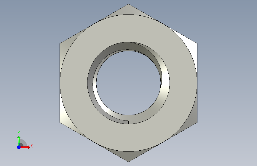 公制六角螺母-Metric Hex Nuts M6 x 1mm Thread 正面视图