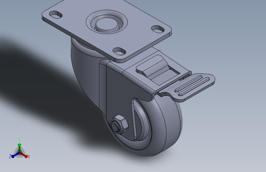标准脚轮-WH-5023H-76 3in SWIVEL BRAKE PLATE MOUNTING H=108 45x75mm pitch 主视图