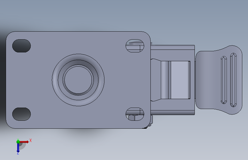 标准脚轮-WH-5023H-76 3in SWIVEL BRAKE PLATE MOUNTING H=108 45x75mm pitch 俯视图