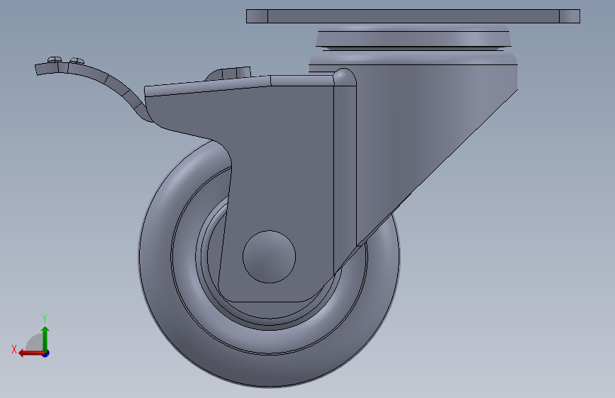 标准脚轮-WH-5023H-76 3in SWIVEL BRAKE PLATE MOUNTING H=108 45x75mm pitch 背面视图
