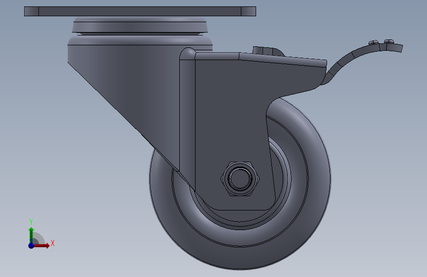 标准脚轮-WH-5023H-76 3in SWIVEL BRAKE PLATE MOUNTING H=108 45x75mm pitch 正面视图