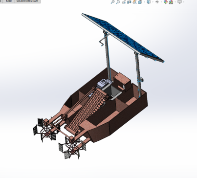 水面清理船三维SW模型（收集清理河面垃圾）3D图纸+说明书