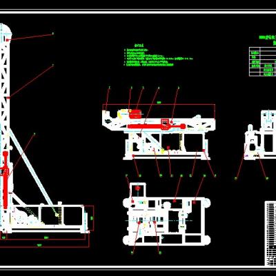 全液压岩心钻机液压动力头2D图纸 机械设计CAD图纸DWG图纸