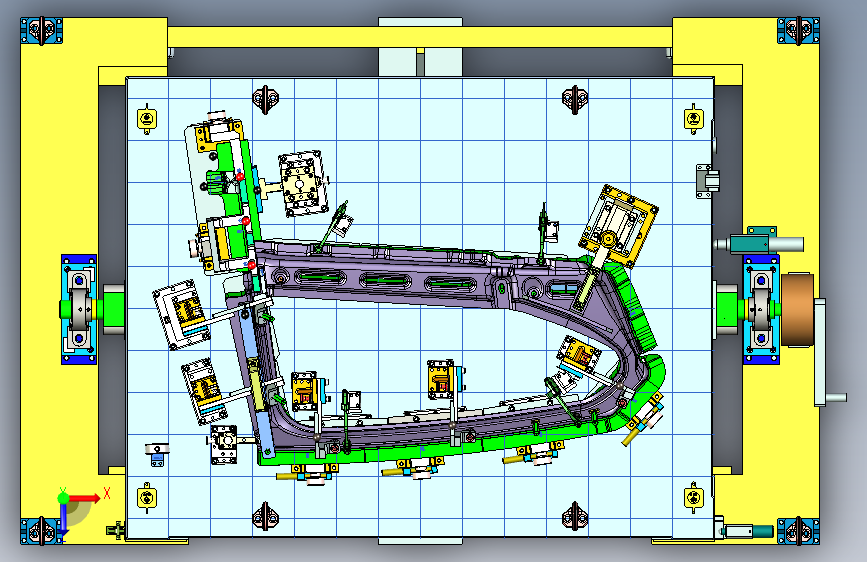 汽车左右后窗总成检具设计3D模型