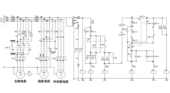 E1351-X62W铣床电气原理图