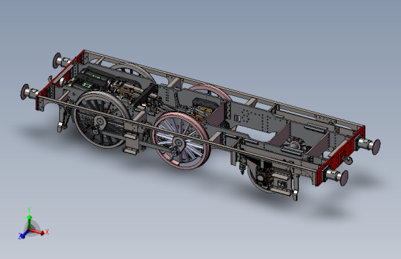 蒸汽车主框架+传动装置+发动机3D模型