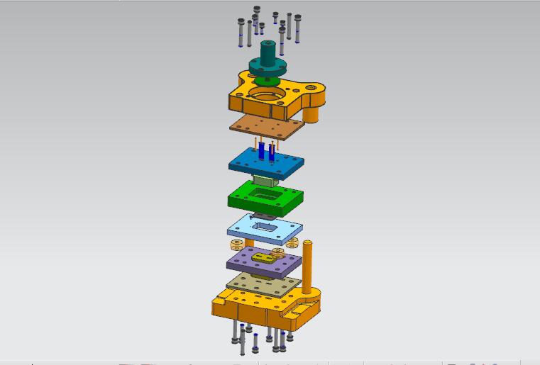 方形垫板冲孔落料复合模(CAD图+UG三维)