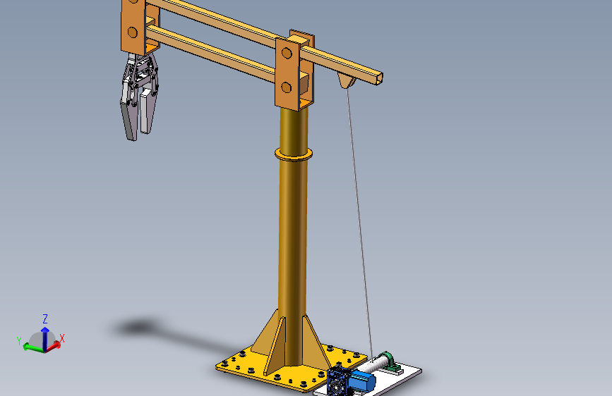 单臂立柱悬臂机械手3d图纸 钢丝绳带夹爪 立柱悬臂吊机器人3d模型