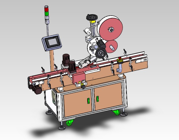 全自动平面贴标机3D图纸  机械设计参考资料设计素材