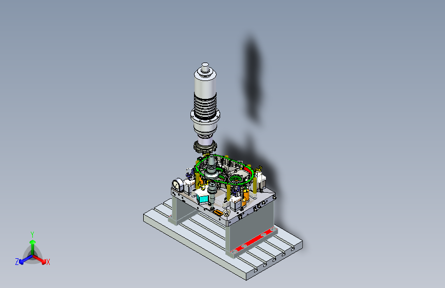 后箱体OP10三轴液压夹具方案（粗加工绿色部分）-2023-11-21