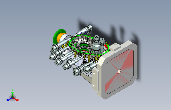 后箱体OP30四轴液压夹具方案（加工绿色部分）-2023-11-21