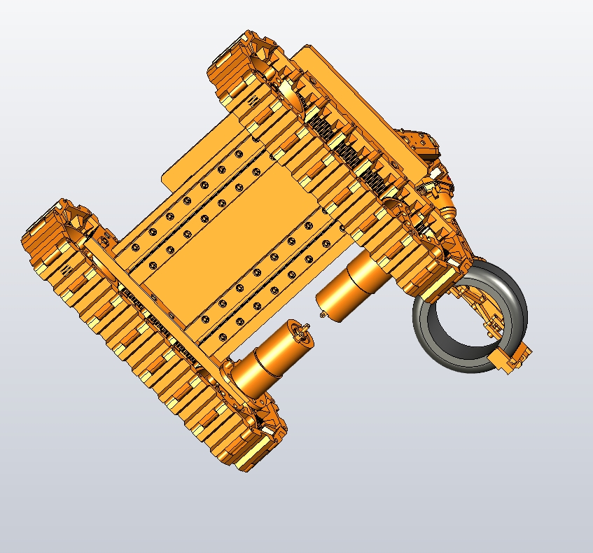 双履带式带升降平台轮胎搬运机械手CAD+三维sw 仰视图